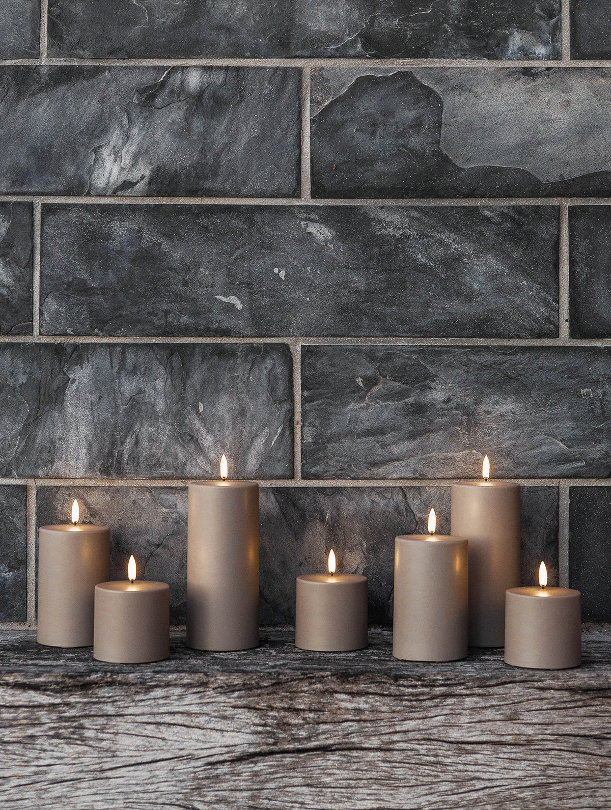 Outdoor LED-Stumpenkerze - Sandstone