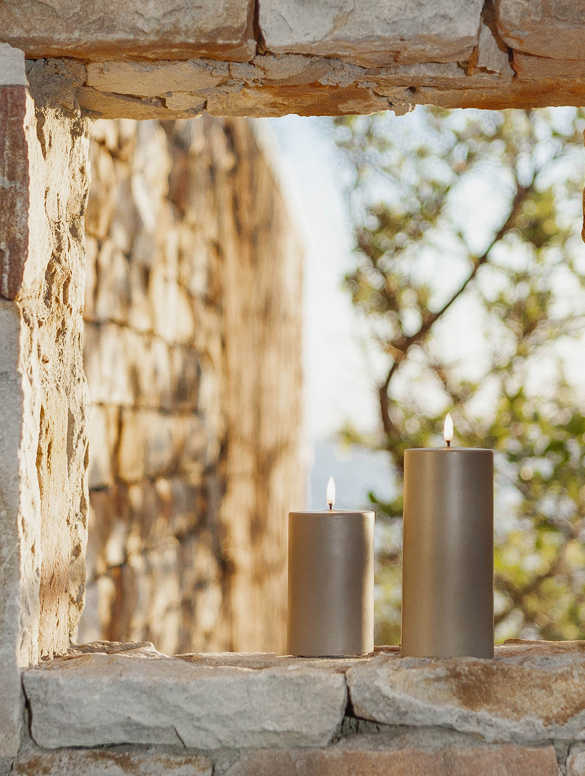 Outdoor LED-Stumpenkerze - Sandstone