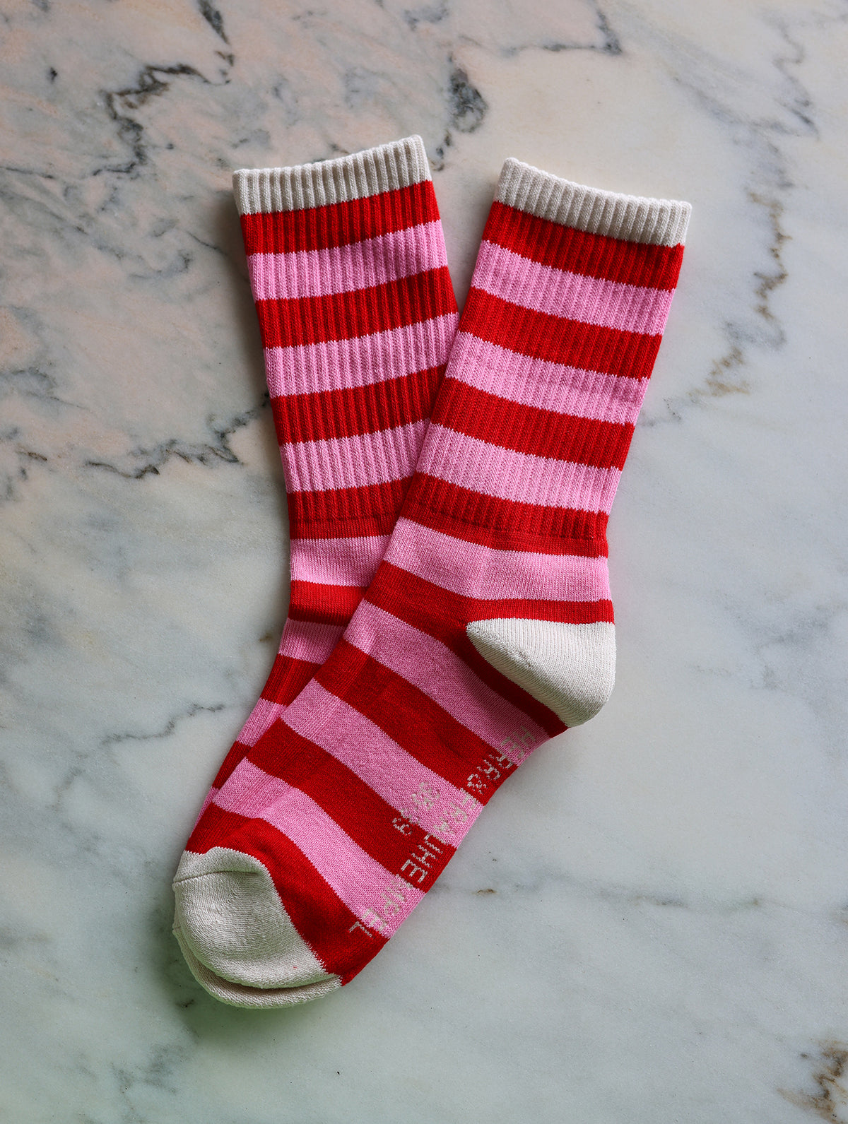 Socken "Streifen Rosa-Rot"