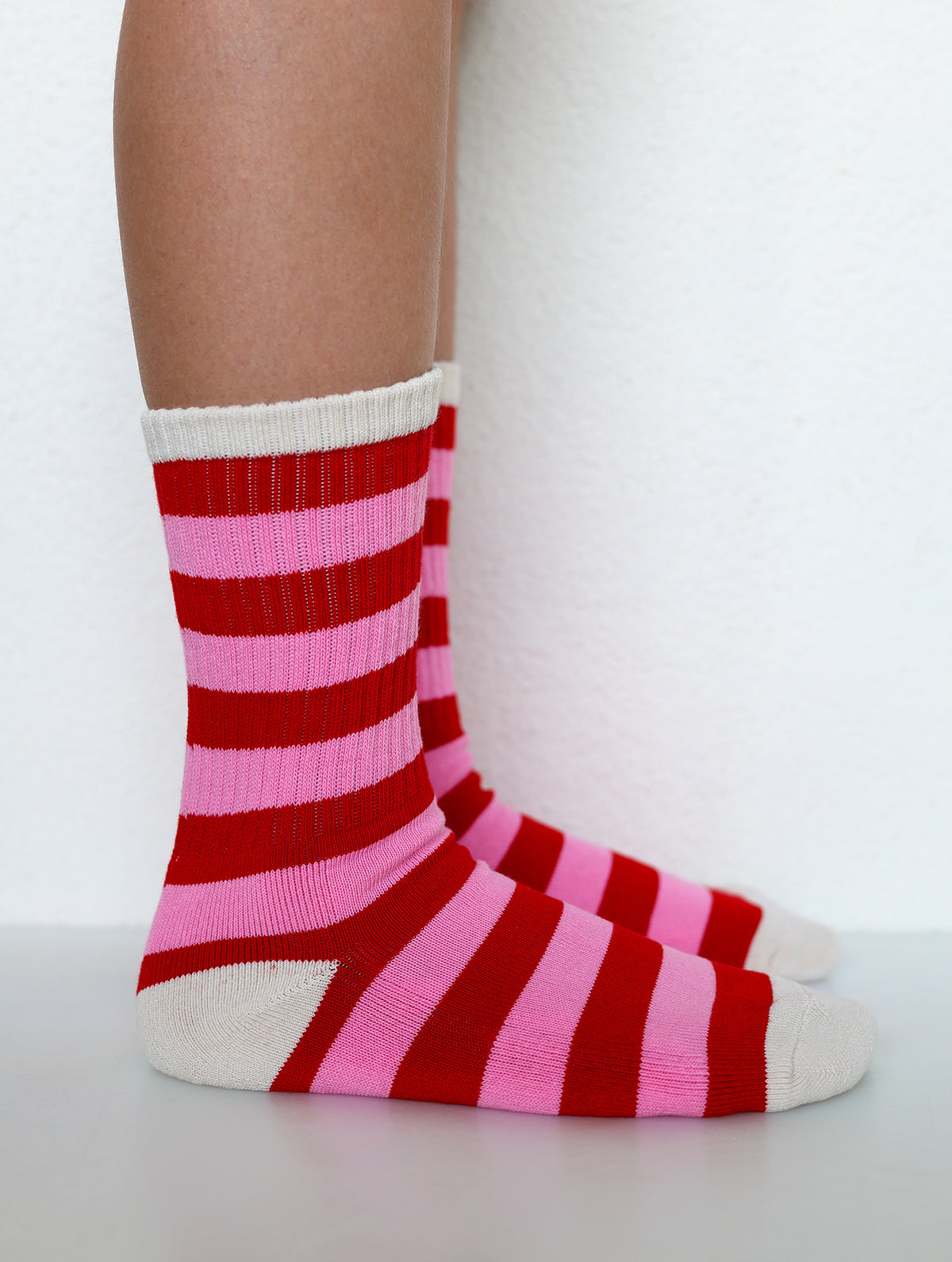 Socken "Streifen Rosa-Rot"