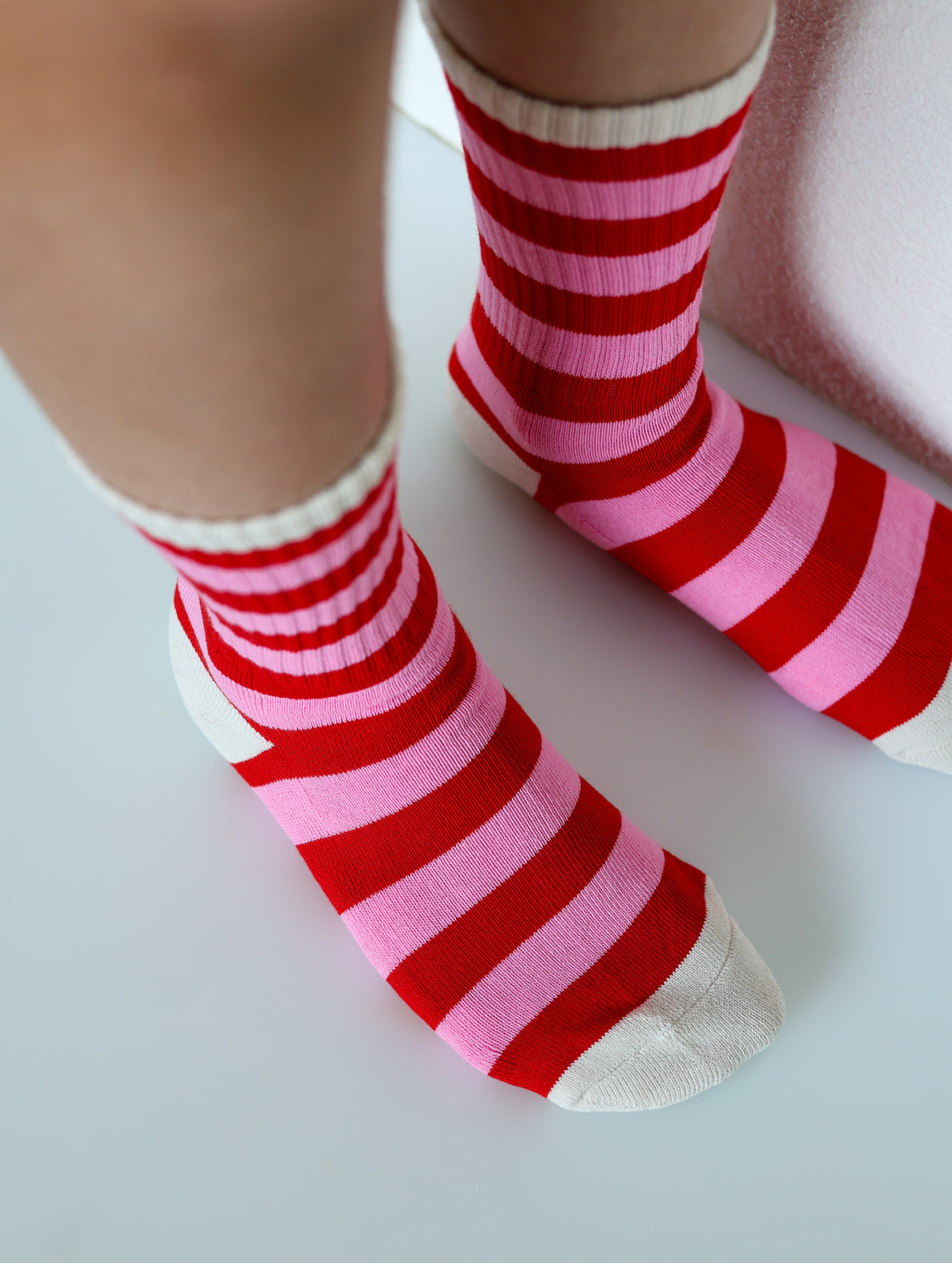 Socken "Streifen Rosa-Rot"