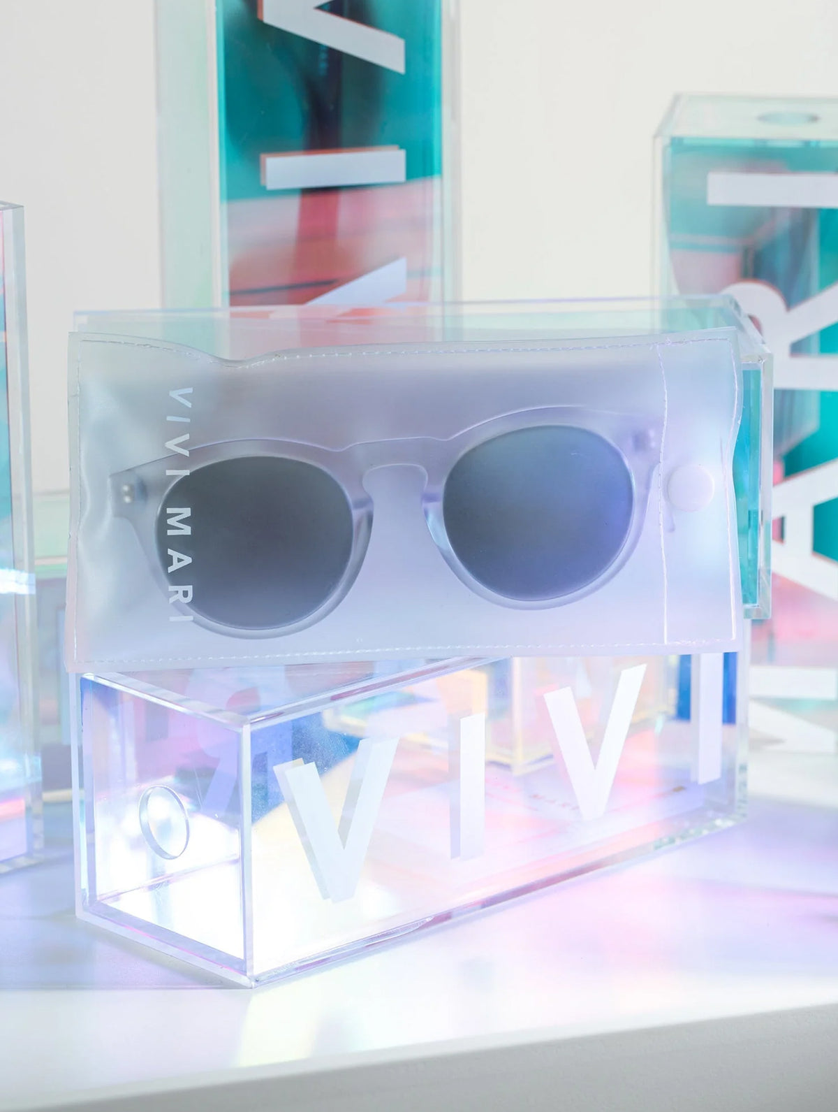 Sonnenbrille "Kiss the Sun" - Transparent Silver Blue