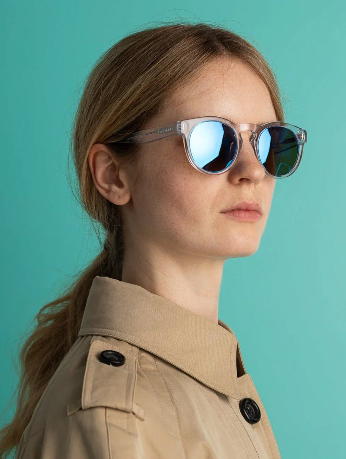 Sonnenbrille "Kiss the Sun" - Transparent Silver Blue