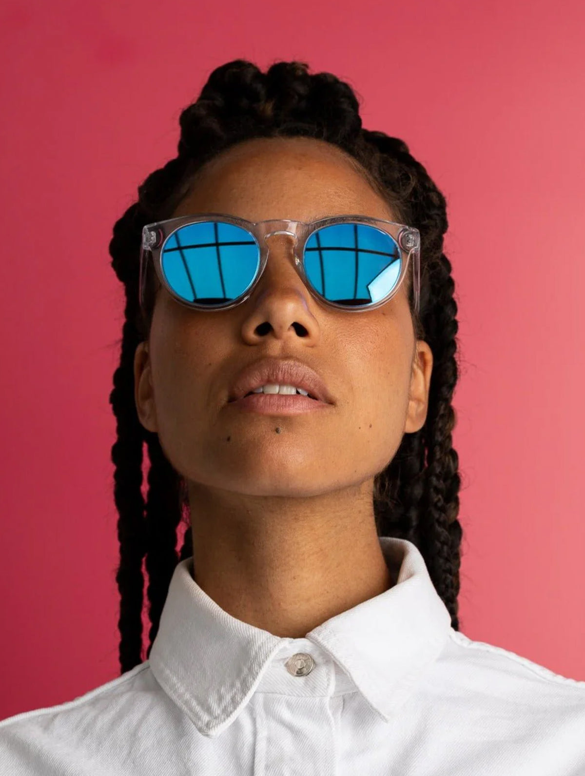 Sonnenbrille "Kiss the Sun" - Transparent Silver Blue