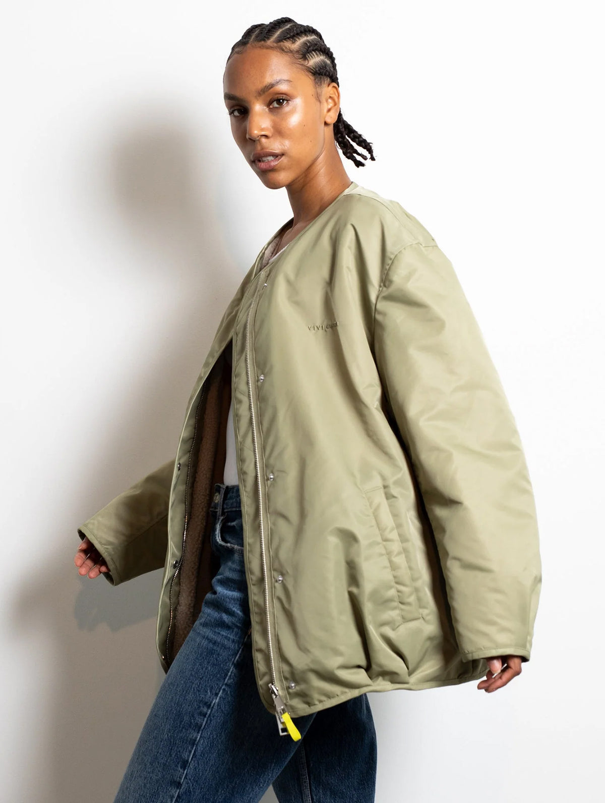 Reversible Bomber Jacket - Pale Olive/Sand