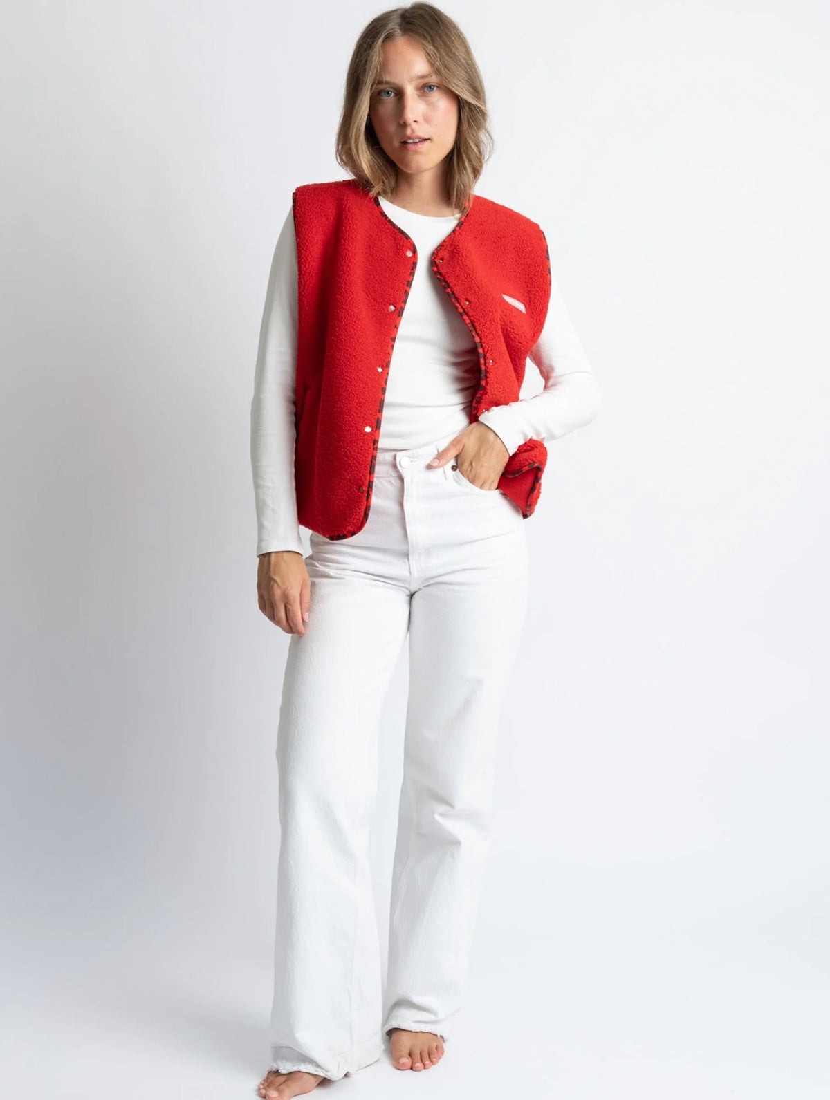 Teddy Fleece Vest - True Red