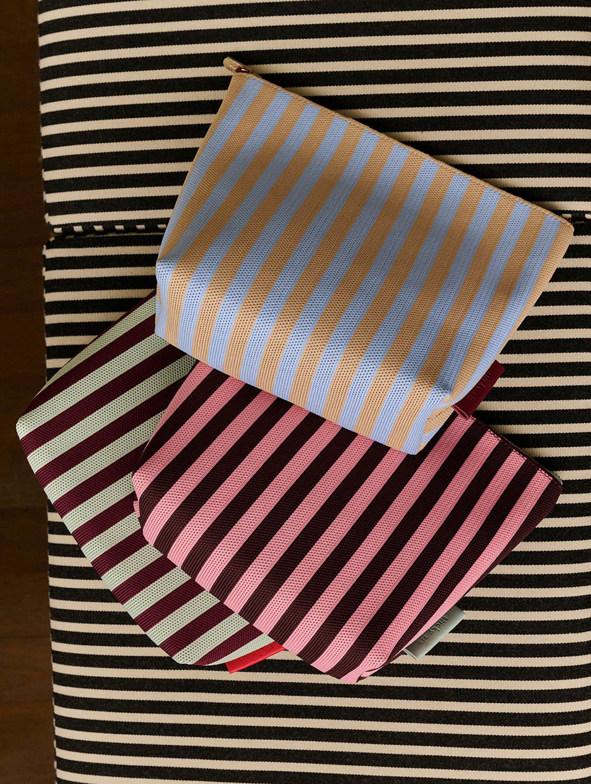 Kosmetiktasche - Knitted Stripes | Marzipan + Sky