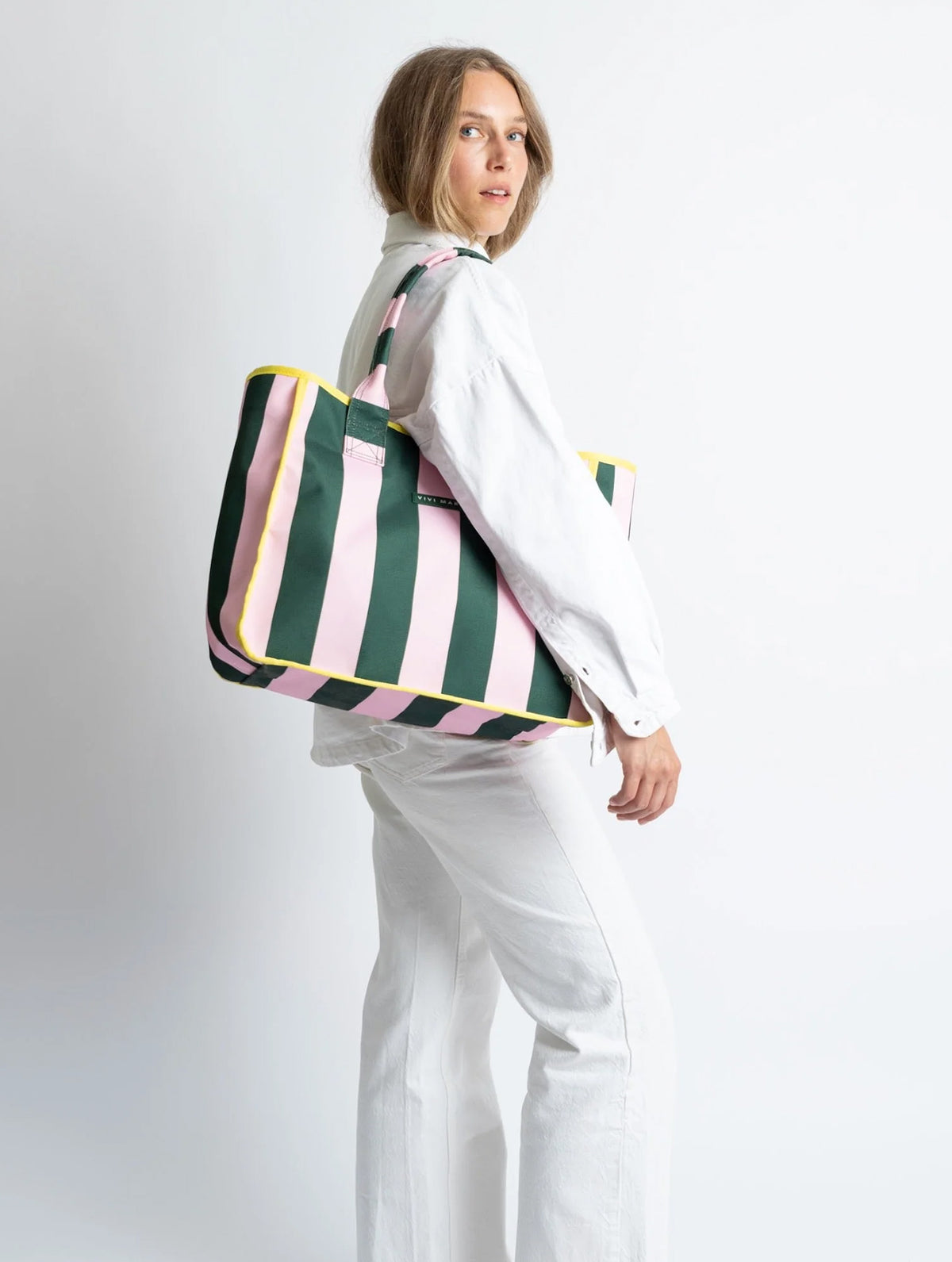 Carry All Bag - Bold Stripes Green/Rosé