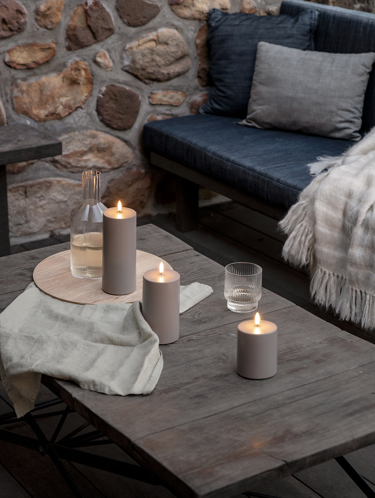 Outdoor LED-Stumpenkerze - Sandstone