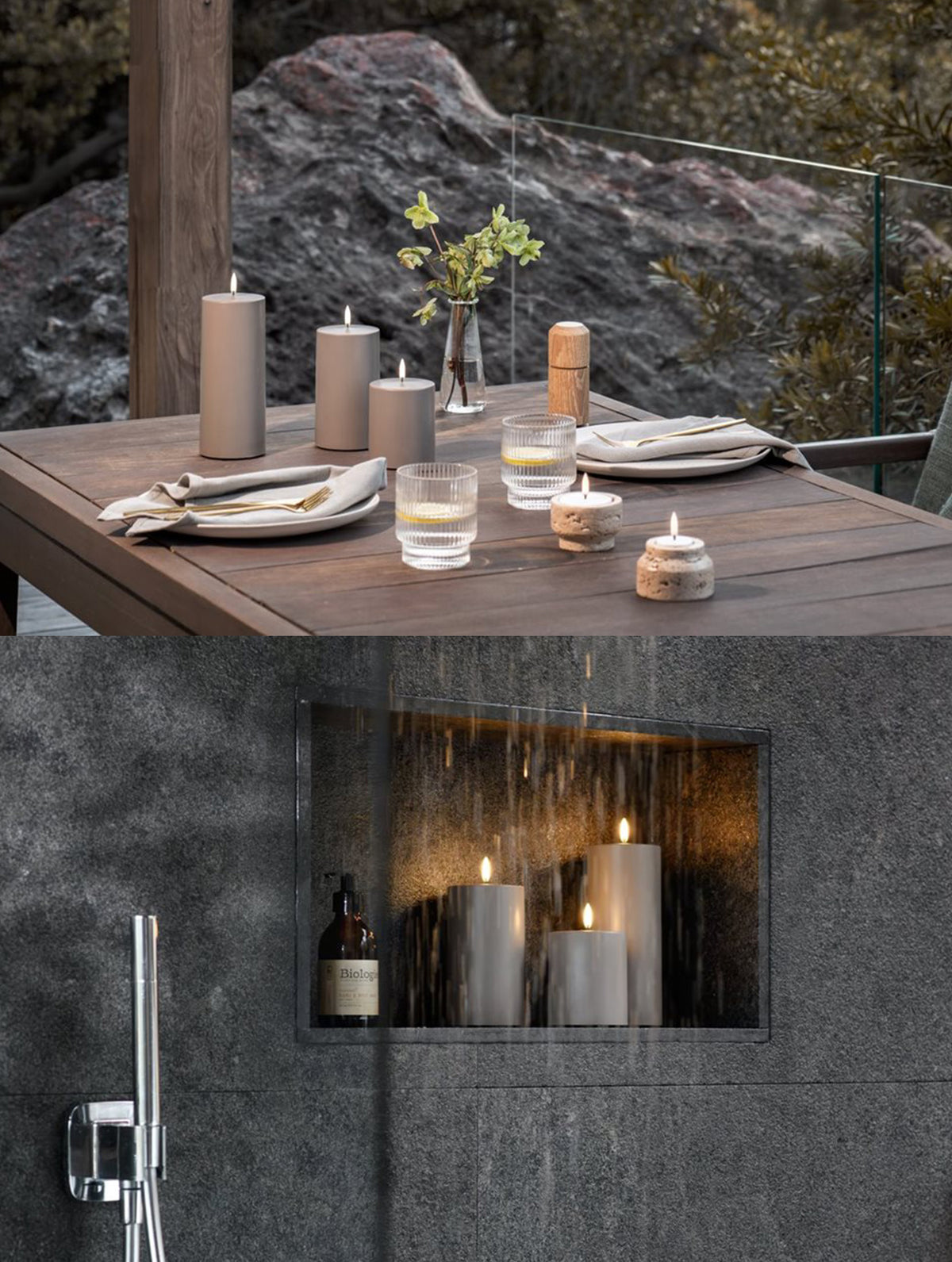 Outdoor LED-Stumpenkerze - Sandstone