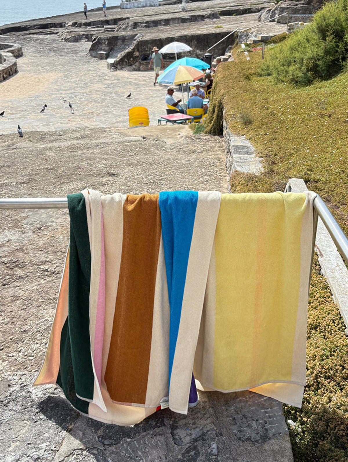 Sauna- und Strandtuch - 90x180 - Aqua Orange Purple Yellow