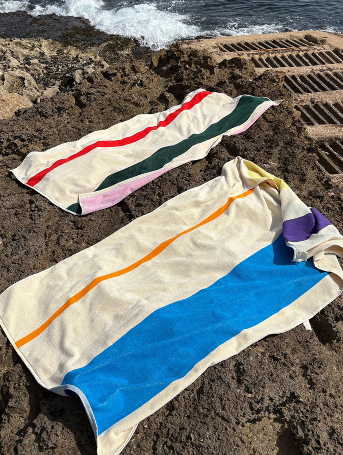 Sauna- und Strandtuch - 90x180 - Aqua Orange Purple Yellow