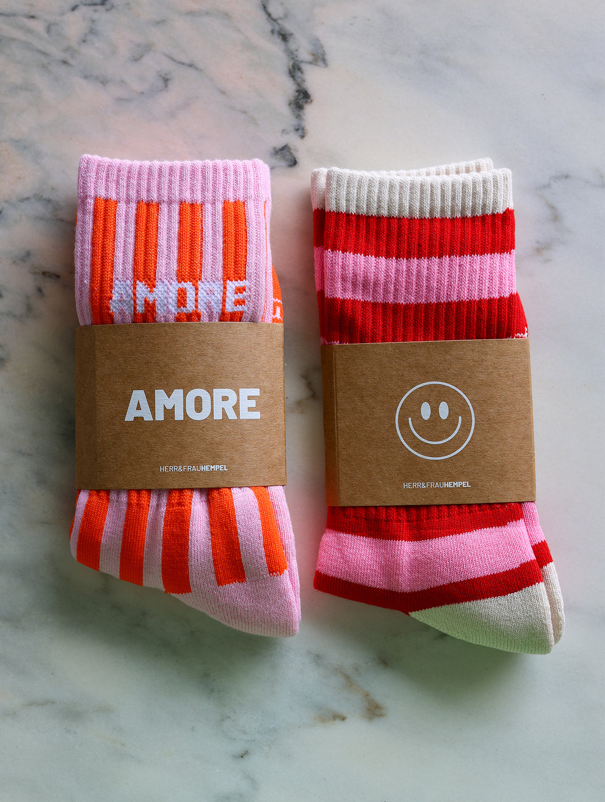 Socken "Streifen Rosa-Rot"