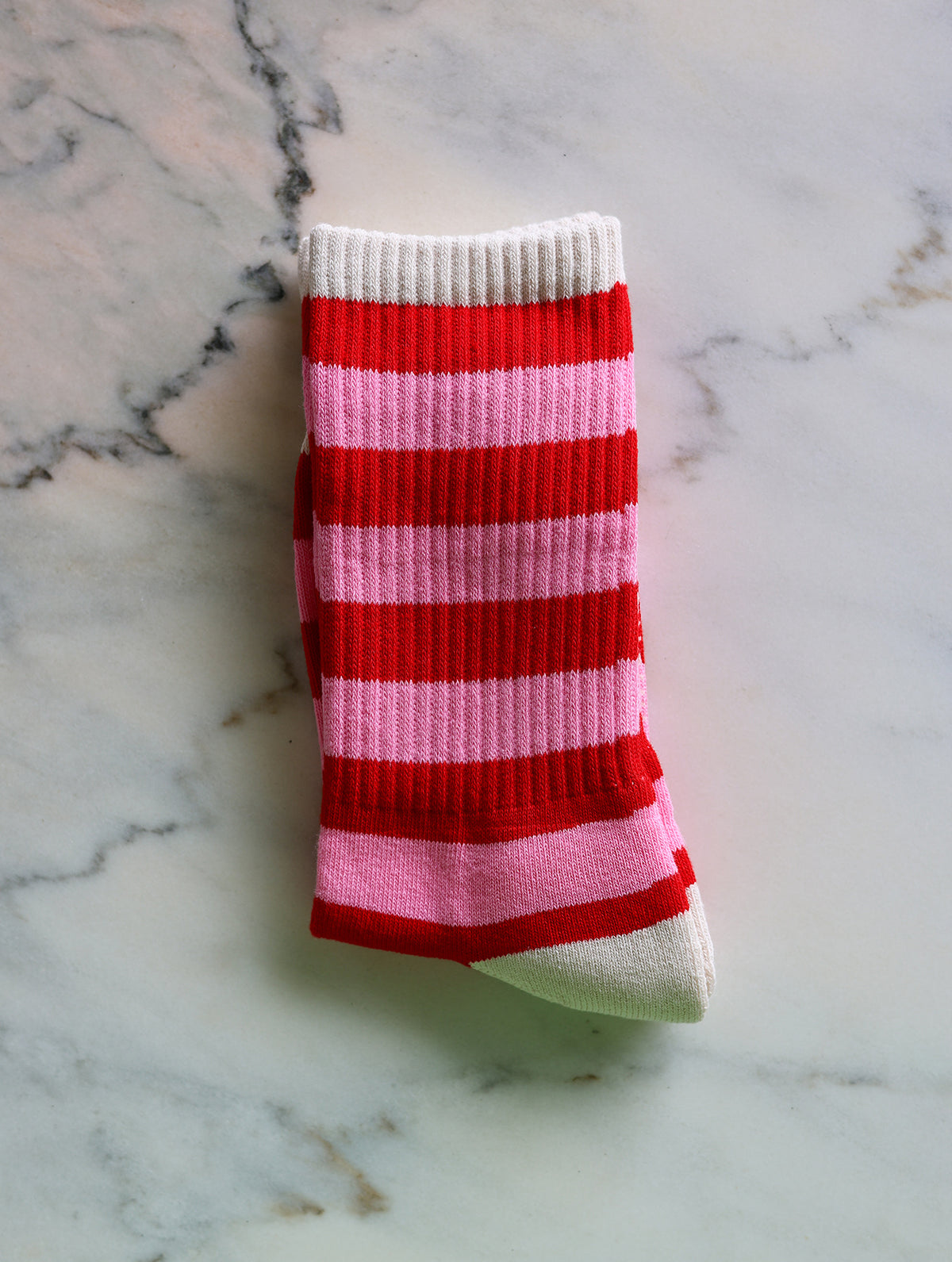Socken "Streifen Rosa-Rot"