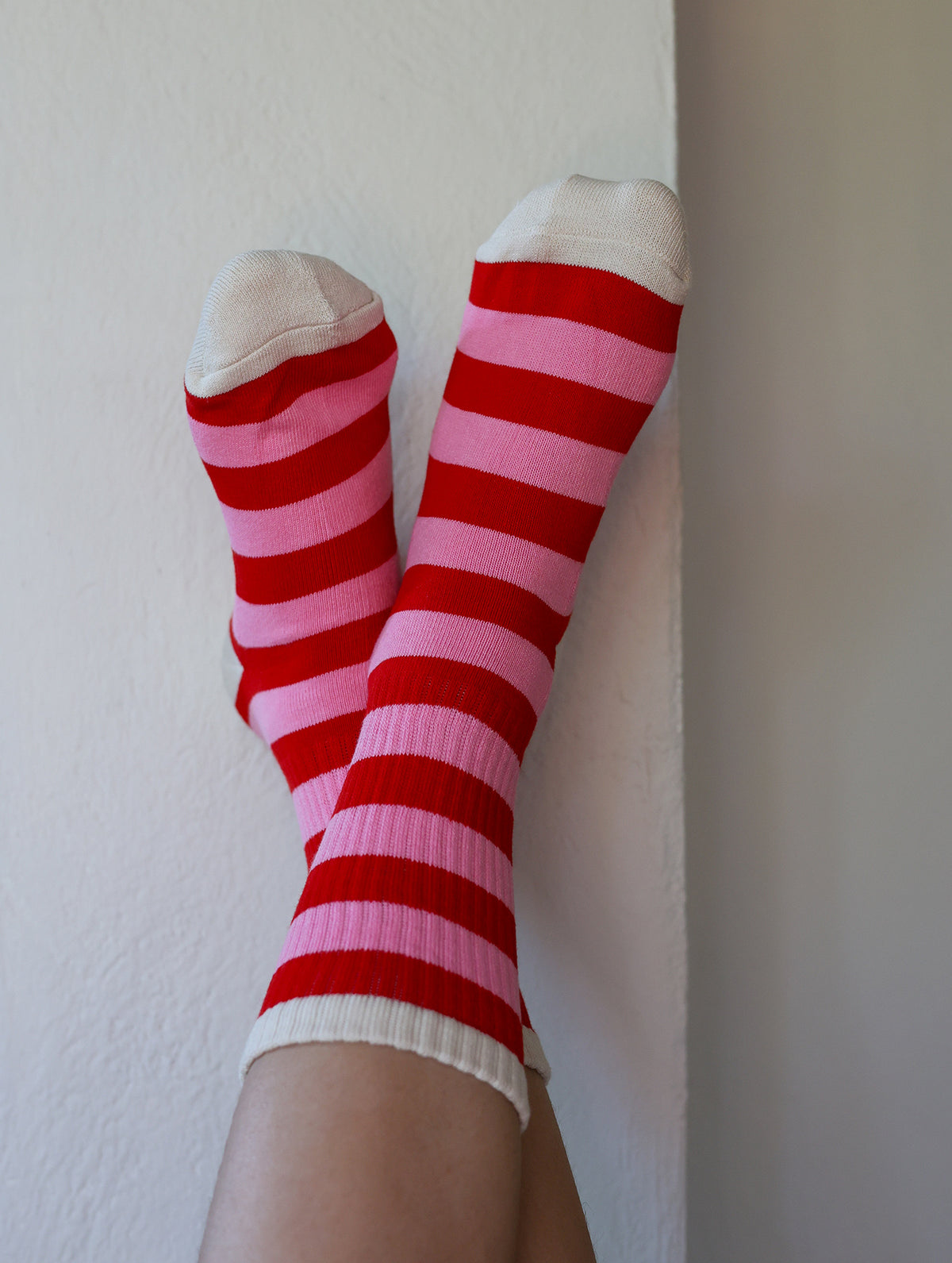 Socken "Streifen Rosa-Rot"
