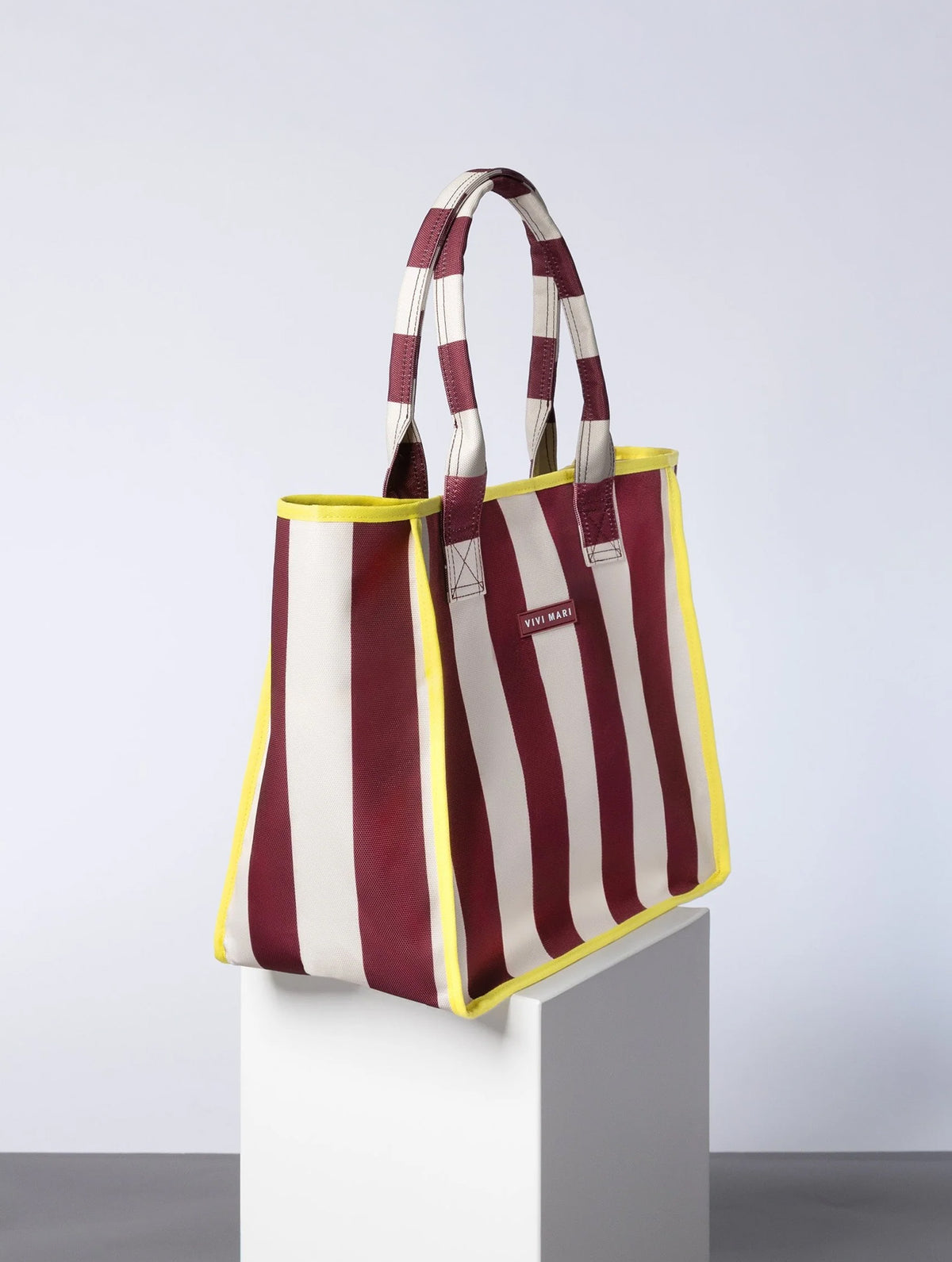 Carry All Bag - Bold Stripes Wine Red/Sand