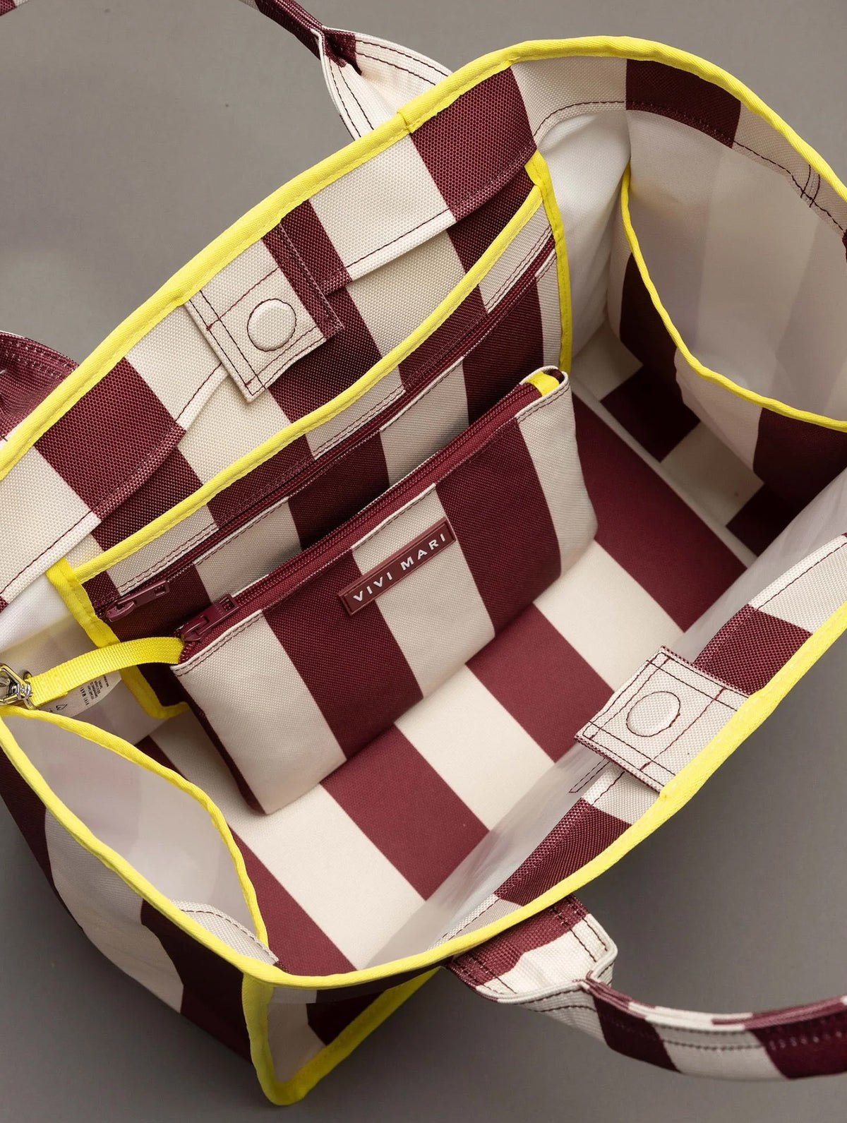 Carry All Bag - Bold Stripes Wine Red/Sand
