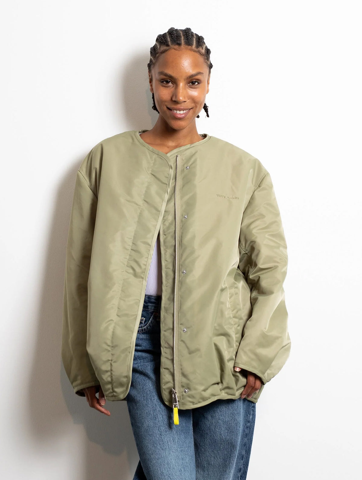 Reversible Bomber Jacket - Pale Olive/Sand