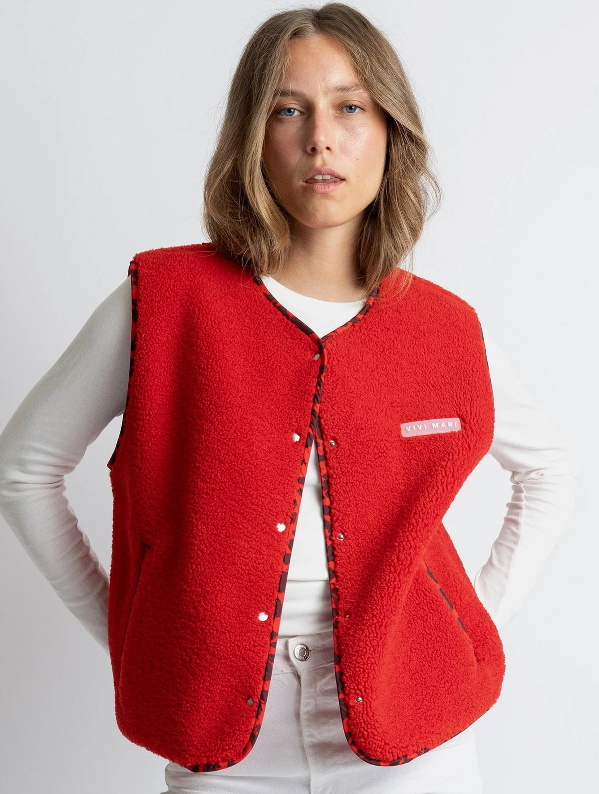 Teddy Fleece Vest - True Red