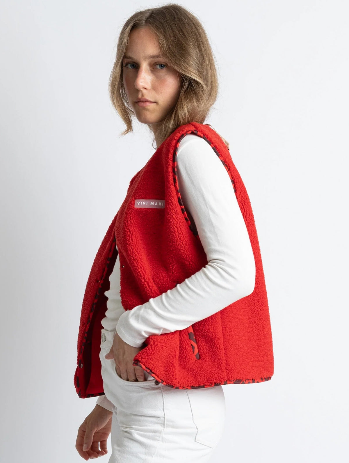 Teddy Fleece Vest - True Red