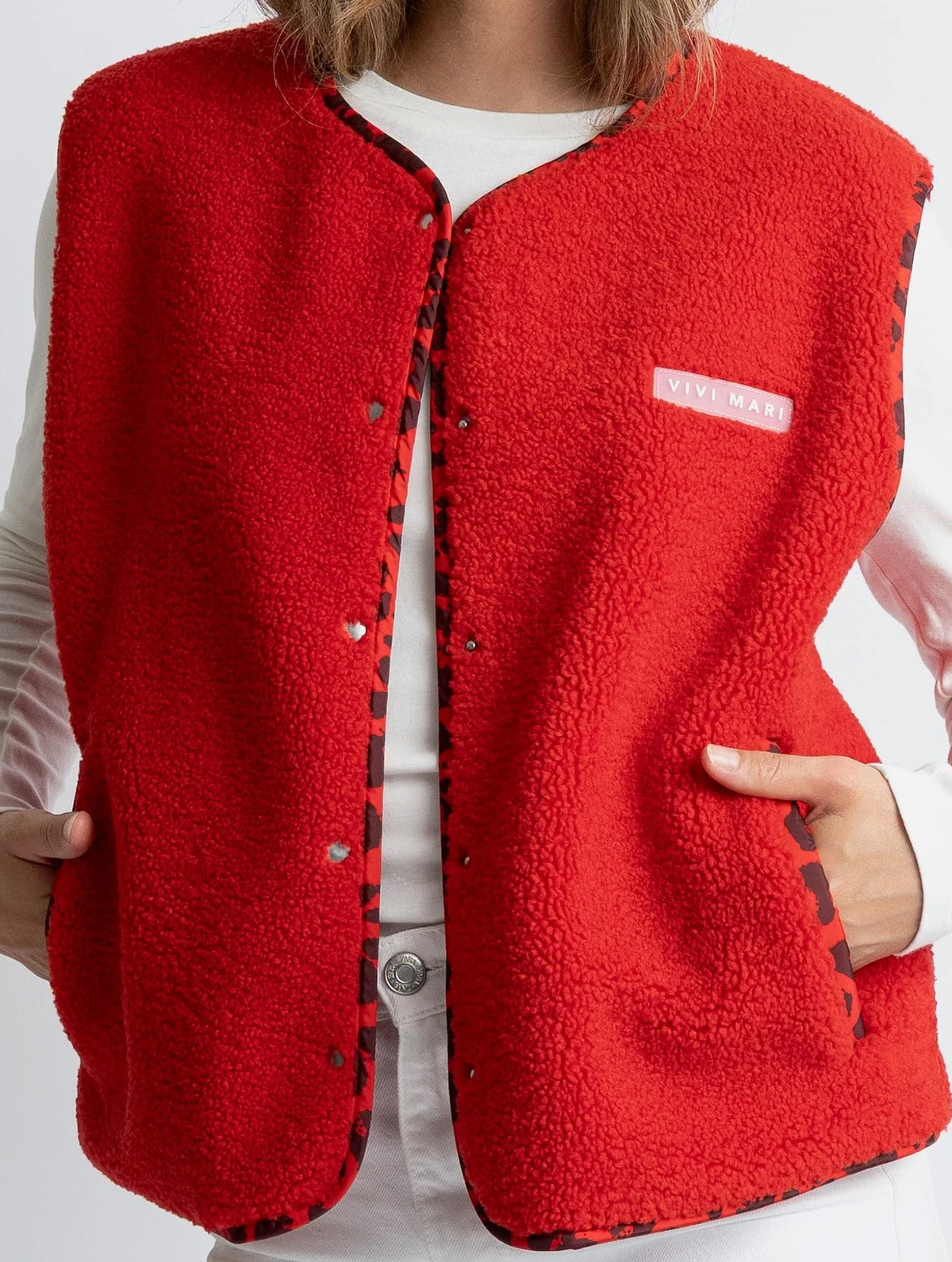 Teddy Fleece Vest - True Red