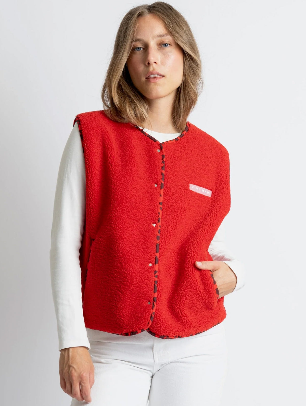 Teddy Fleece Vest - True Red