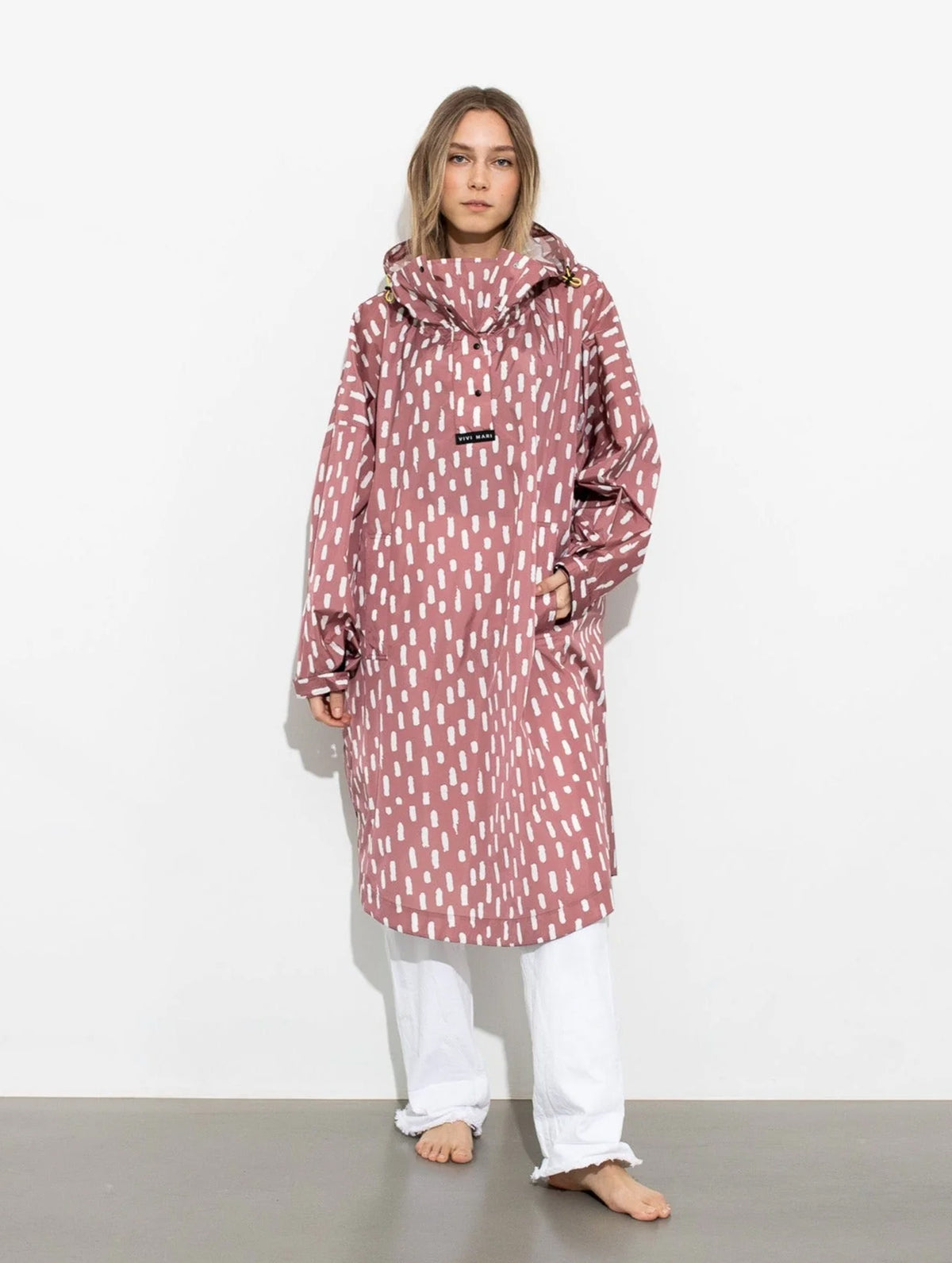 Raincoat - Drops Mauve/White