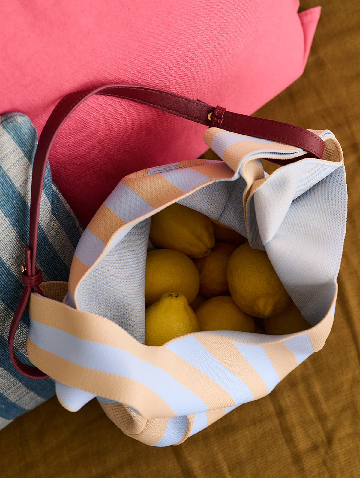 Market Bag - Knitted Stripes | Marzipan + Sky