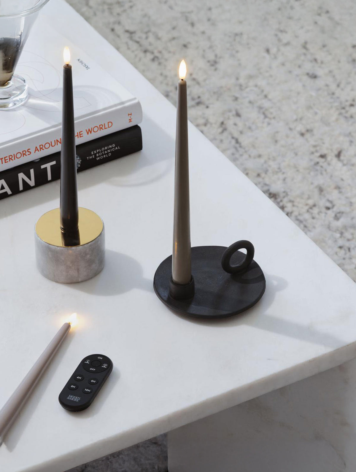 LED-Stabkerzen 2er-Set - Dark Sand