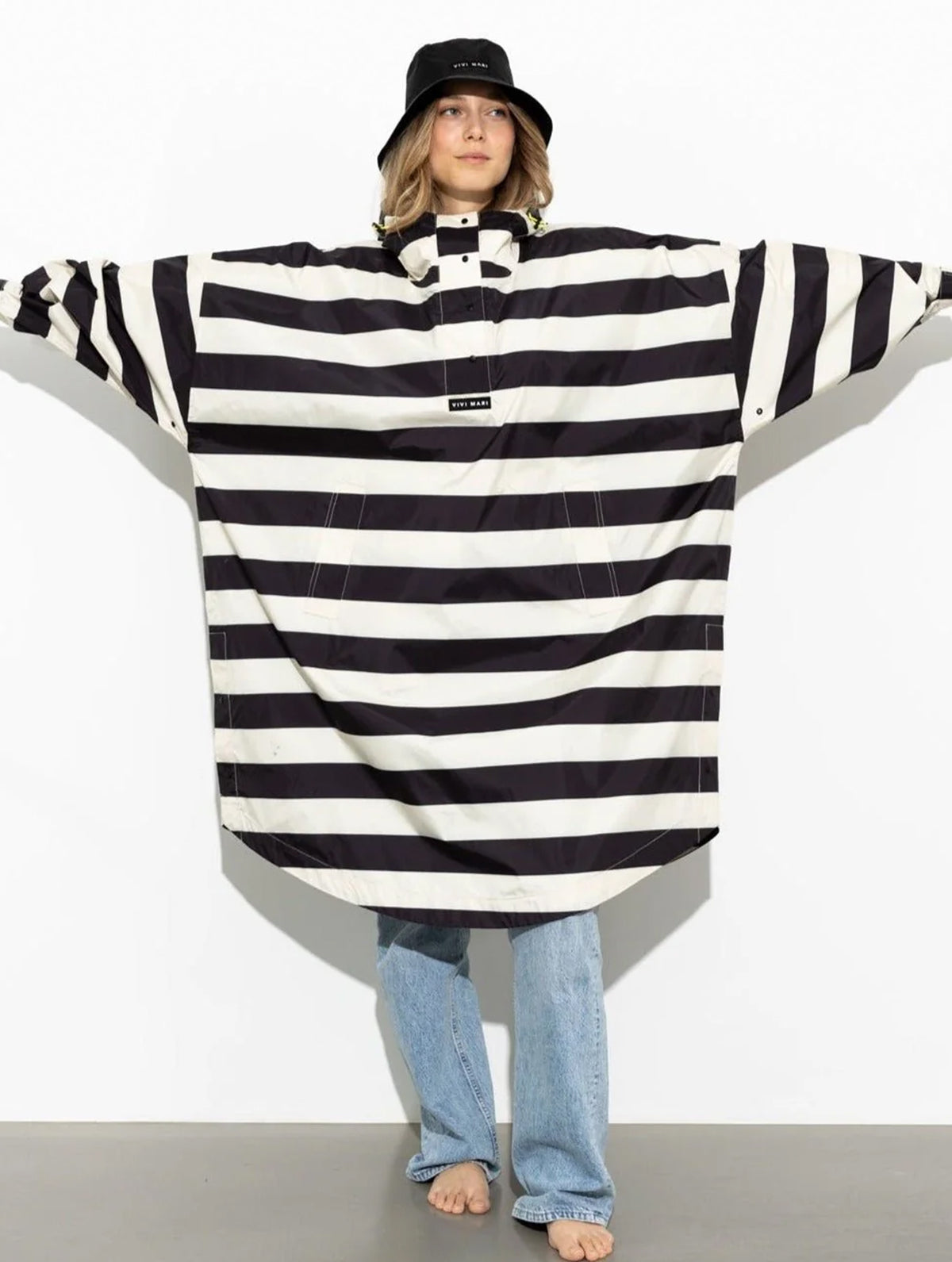 Raincoat - Bold Stripes Black/Sand