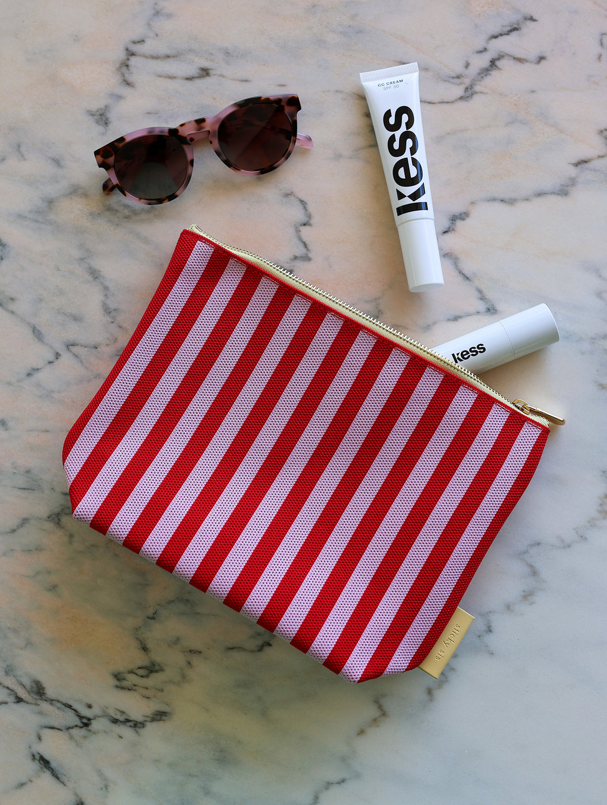 Kosmetiktasche - Knitted Stripes | Cérise + Ballet
