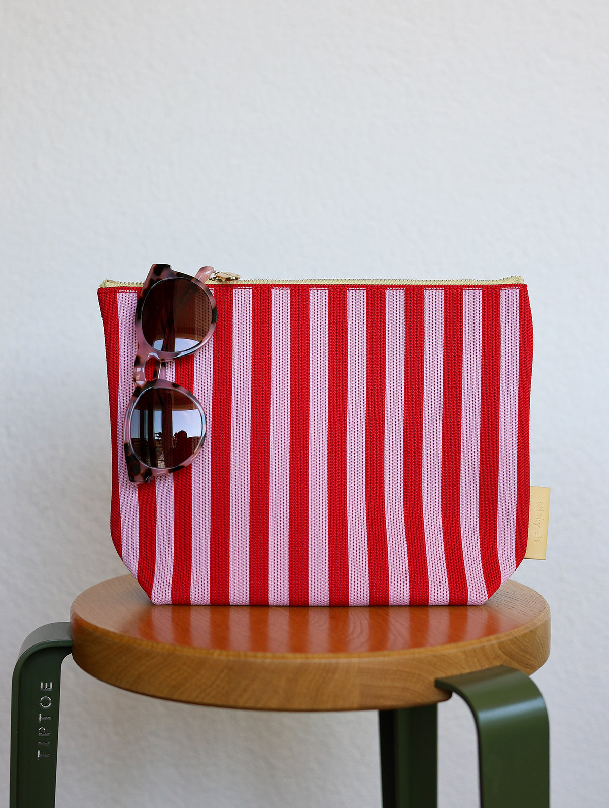 Kosmetiktasche - Knitted Stripes | Cérise + Ballet